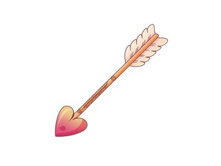 A charming cartoon illustration of cupid's arrow with a pink heart-shaped arrowhead