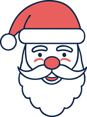 Cute Santa Claus Face Icon – Isolated on Transparent Background Christmas Illustration
