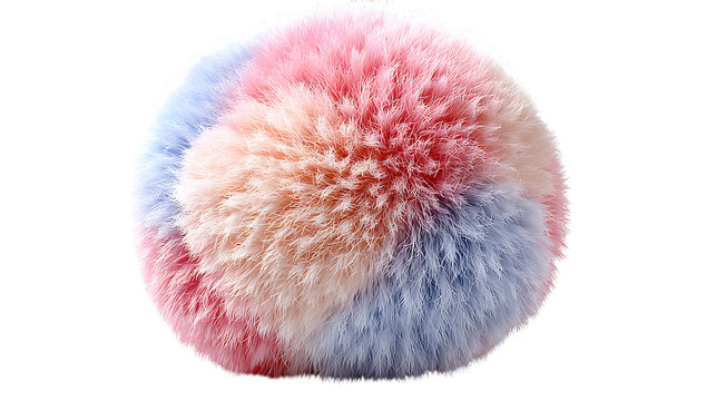 pink fur ball on white background