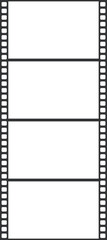 シンプルな映画のフィルムのフレームが4個連なった縦長イラスト素材（アスペクト比16:9）