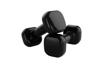 Pair of black dumbbells, isolated on a white background