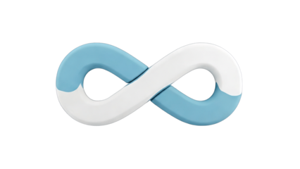 Infinity Symbol with Blue and White Colors on White Background