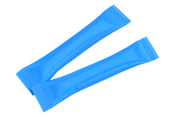 Pair of white stick sachet mockups, isolated on a white background