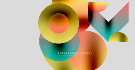 Fototapeta premium Abstract shapes overlap, creating vibrant color gradients. Modern design elements suggest fluidity, dynamism, visual interest. Background text reads background design.