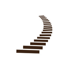 Obraz premium A series of dark wooden steps curve upwards, creating a visual pathway. This isolated architectural element suggests ascent and progress.
