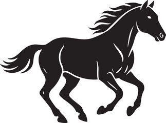 Running Horse Side View Silhouette Vector in Dynamic Pose