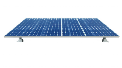 Close up of a solar panel array on a black background studio on transparent background