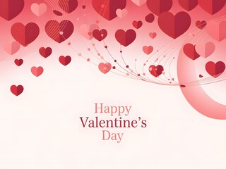 Modern flat design illustration for valentine's day with floating hearts and 'happy valentine's day' text