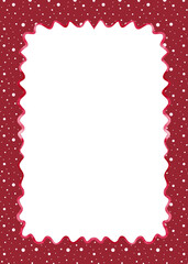Wavy watercolor frame with scalloped edges and abstrarct dotted background.