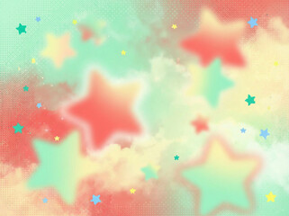グラデーションのぼやけた星のポップで可愛いグラフィック背景