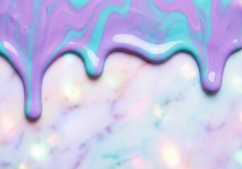 紫と青のマーブル模様の液体テクスチャー、カラフルな大理石模様の背景