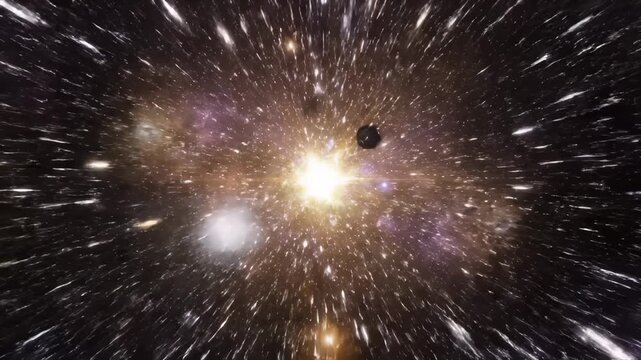 Journey Through Galaxy Cluster With Hyperdrive Speed Animation