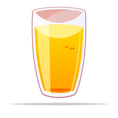 Cartoon glass of orange juice vector isolated illustration
