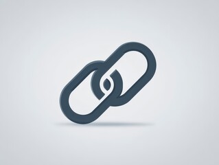 A 3D-rendered illustration of two interlocking chain links in a grey-blue color, set against a soft, gradient background