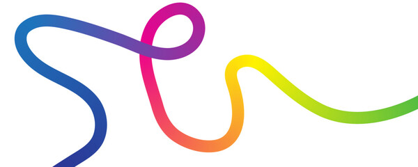 Obraz premium Rainbow gradient squiggly line art design element