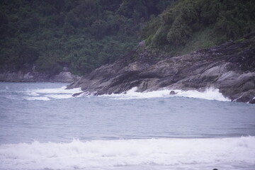 Tropical Shoreline with Waves and Lush Jungle , Freedom Beach