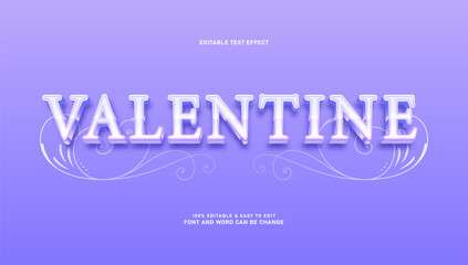 Elegant Valentine's Day Editable 3D Text Effect with Vintage Swirls on Lavender Background