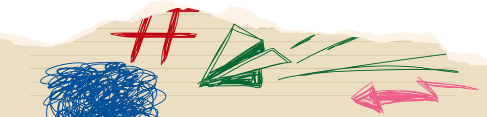 Rough Scribble Torn Paper Illustration