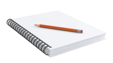 Notebook and pencil on flat surface open notebook with pencil resting on its pages