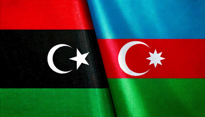 アゼルバイジャンの国旗とリビアの国旗(Azerbaijan flag & Libya flag.)
