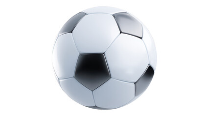 Soccer ball rests on dark background classic black and white ball isolated on black surface