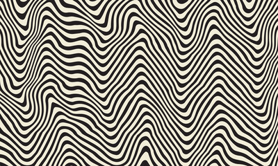 Obraz premium Abstract optical illusion wave black and white lines vector