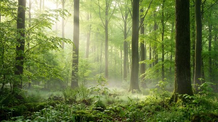 Fototapeta premium A beautiful new green forest background