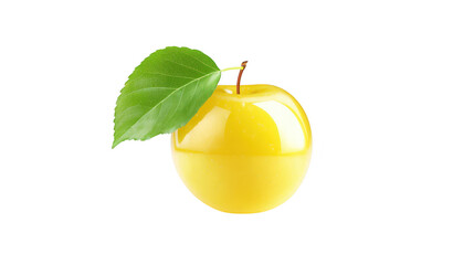 Yellow apple with green leaf fresh yellow apple green leaf attached yellow apple
