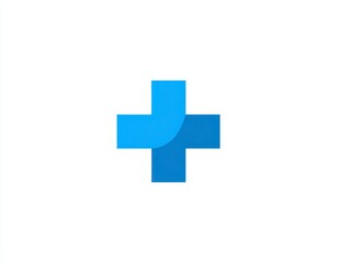 Obraz premium A medical cross icon, constructed with a gradient of blue hues on a white background. It signifies care and is a minimalist design