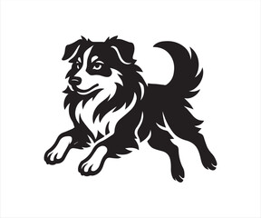 Obraz premium Cute Fluffy Dog Illustration in Black and White Vector Style