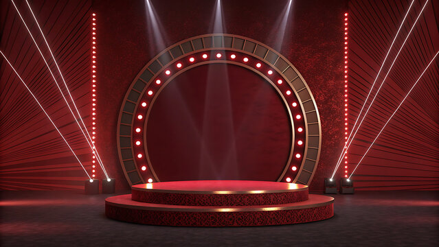theater stage with red curtains