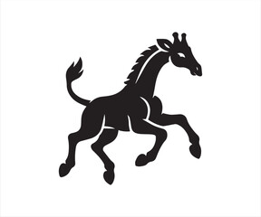 Obraz premium Running Horse Silhouette Illustration in Black and White Vector Style