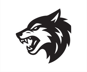 Aggressive Wolf Head Logo Icon Fierce Animal Illustration Isolated on White