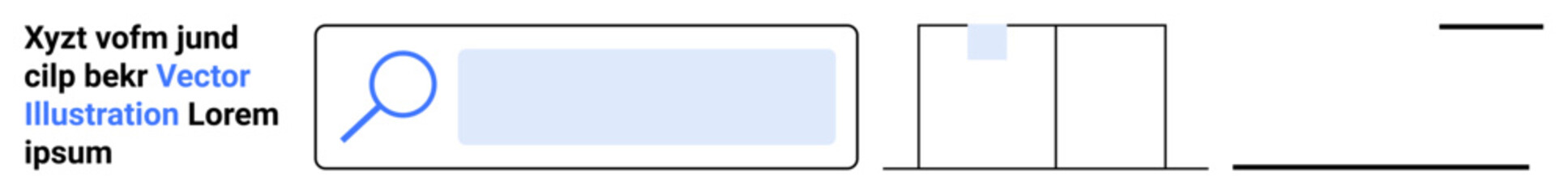 Obraz premium User interface, search engine optimization, web design, navigation bar, digital tools, user experience. Magnifying glass icon with a search bar and placeholder text. User interface and search engine
