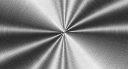 Brushed metal texture featuring a radial pattern and a reflective surface suitable for backgrounds and industrial design projects.
