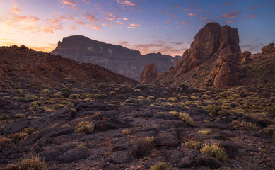 Exploring the Rugged Beauty of Las Canadas Del Teide National Park at Sunset, Tenerife, Spain