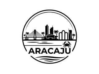 Fototapeta premium Aracaju city of Brazil skyline emblem with landmarks