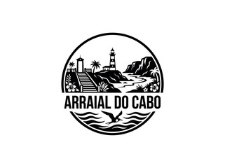 Arraial do Cabo city of Brazil skyline emblem with landmarks