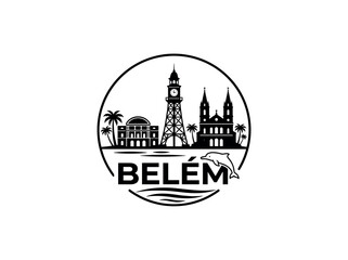 Obraz premium Belam city of Brazil skyline emblem with landmarks