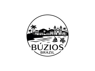 Buzio city of Brazil skyline emblem with landmarks