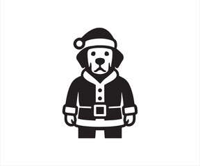 Fototapeta premium Cute Santa Dog Mascot Cartoon in Black and White for Christmas