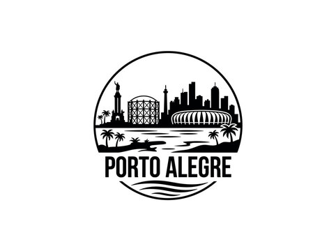 Porto Alegre city of Brazil skyline emblem with landmarks