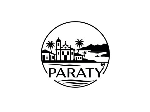 Paraty city of Brazil skyline emblem with landmarks