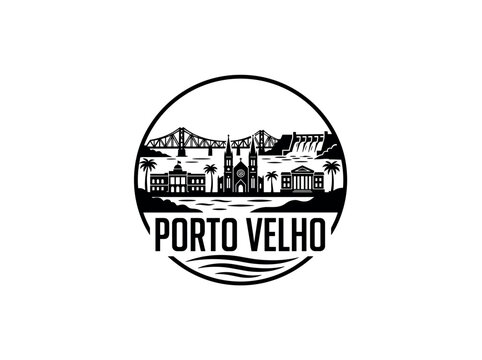 Porto Velho city of Brazil skyline emblem with landmarks