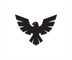 Obraz premium Flying Eagle Logo in Black Silhouette with Spread Wings
