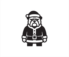 Obraz premium Cute Santa Bulldog Mascot Cartoon in Black and White for Christmas