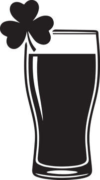 Black silhouette of a pint glass with a shamrock
