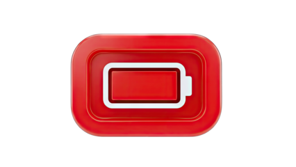 Low Battery Icon Showing Empty Charge on White Background