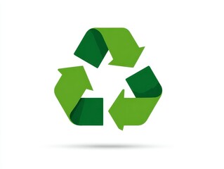 Obraz premium A simple, green, three-arrow looping symbol represents the concept of recycling and sustainability against a white backdrop