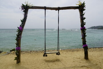 Tropical Palm Trees Overlooking Turquoise Ocean in Sri Lanka